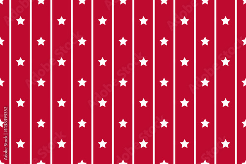 Seamless vector pattern abstract parallel white vertical lines stars Red background Print fabrics Bed linen Wrapping paper Typography design Tablecloths Scrapbooking Cardmaking USA flag color