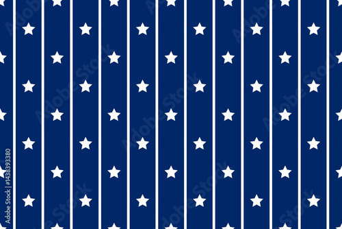 Seamless vector pattern abstract parallel white vertical lines stars Blue background Print fabrics Bed linen Wrapping paper Typography design Tablecloths Scrapbooking Cardmaking USA flag color