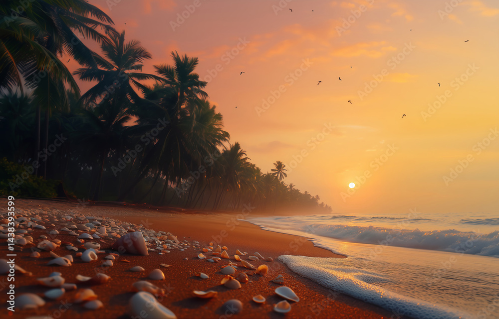 Tropical beach at sunset