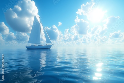 Obraz na płótnie Yacht sailing on calm ocean w salonie