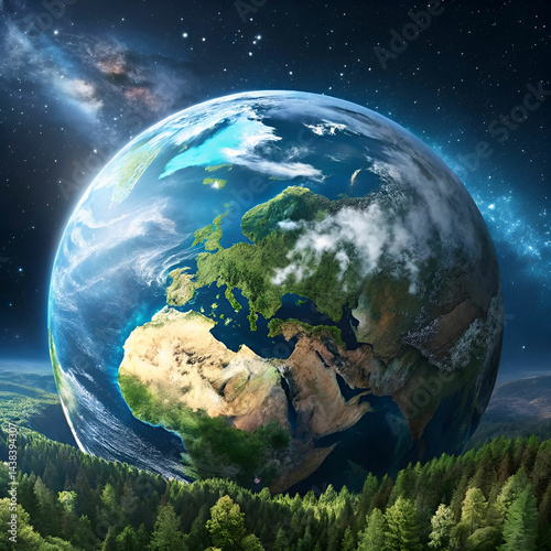 digital art with planet earth
