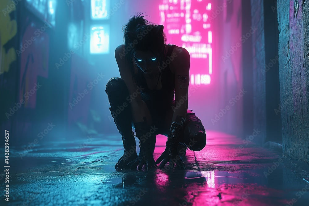 She-werewolf in the city at night