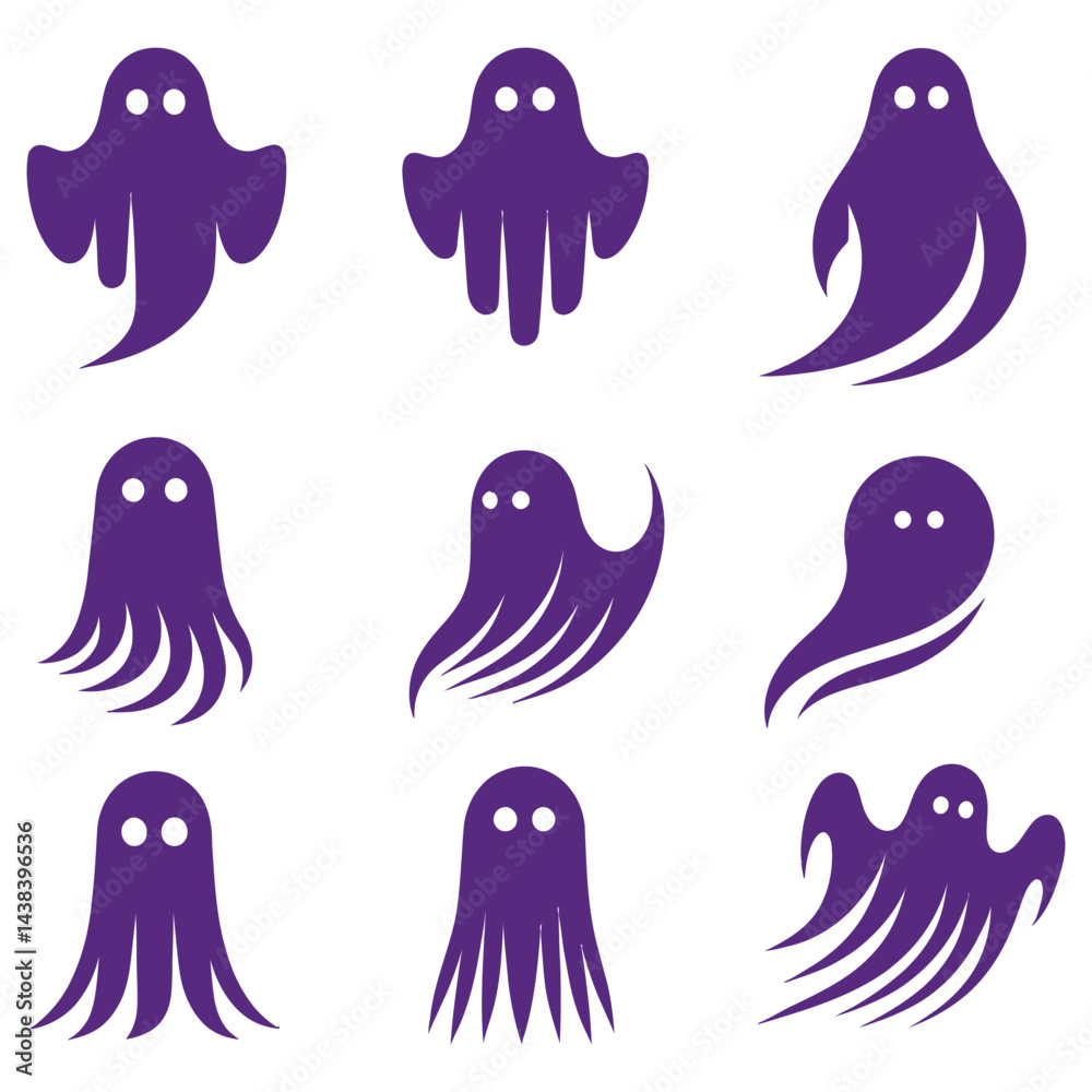 Set of funny cartoon monsters in vector style with cute animal and character designs, including ghosts, cats, fish, and more, perfect for Halloween or fun illustrations Set of funny cartoon monsters in vector style with cute animal and character designs, including ghosts, cats, fish, and more, perfect for Halloween or fun illustrations
