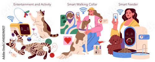 Pet Gadgets. Flat Vector Illustration