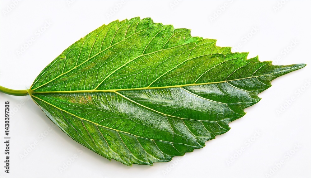 Obraz premium green leaf of hibiscus closeup on white background