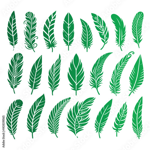 vector set of green leaves