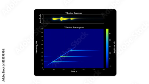 Radial vibration spectrogram vector plot showing a timebase waveform and short time Fourier transform (STFT) during start up