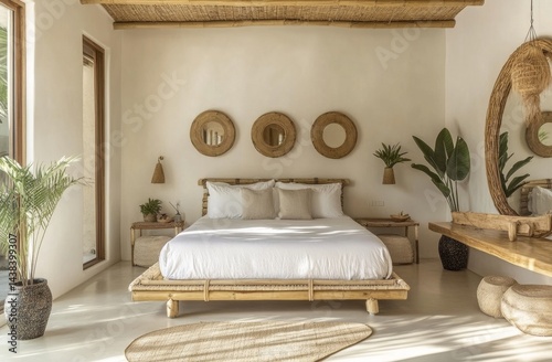 Wallpaper Mural Coastal bedroom with natural bamboo Torontodigital.ca