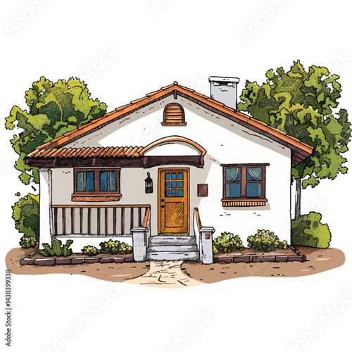A cute house model of Ranch house vector illustration