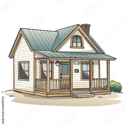 A cute house model of Ranch house vector illustration