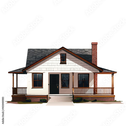 A cute house model of Ranch house vector illustration