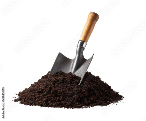 Gardening tools for soil preparation and outdoor planting tasks on a transparent background, cut out