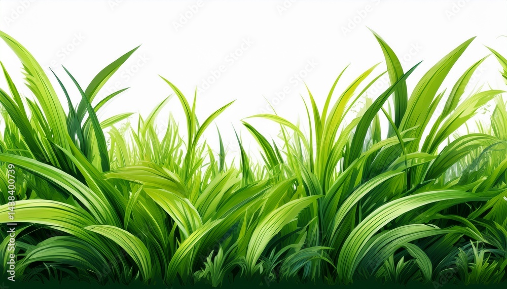 Obraz premium bright green realistic seamless grass border isolated on white background