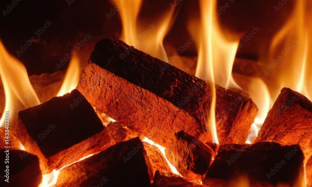 Fototapeta premium A close up shot of a fire with intense flames, suitable for use in illustrations or design concepts related to warmth, light or energy