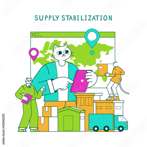 Business Cat. Flat Vector Illustration