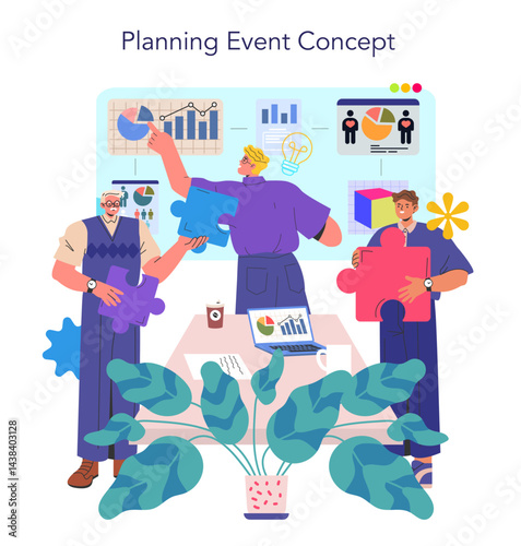 Event Agency. Flat Vector Illustration