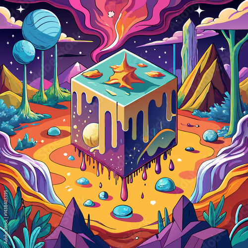Melting Cube Surreal 3D Pattern
