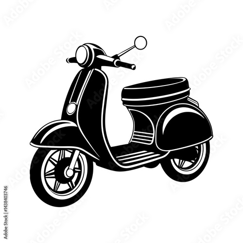 retro scooter vector silhouette