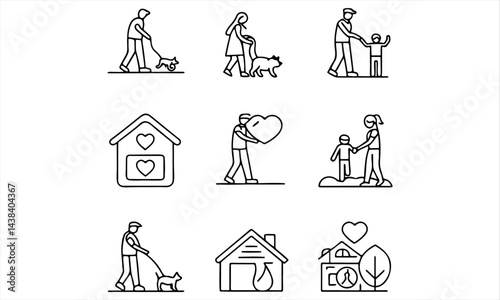 Family Day Icons Set | International Day of Families Line Art Collection, vector illustration.