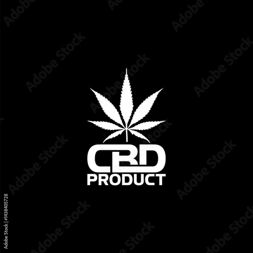  CBD marijuana icon isolated on black background 