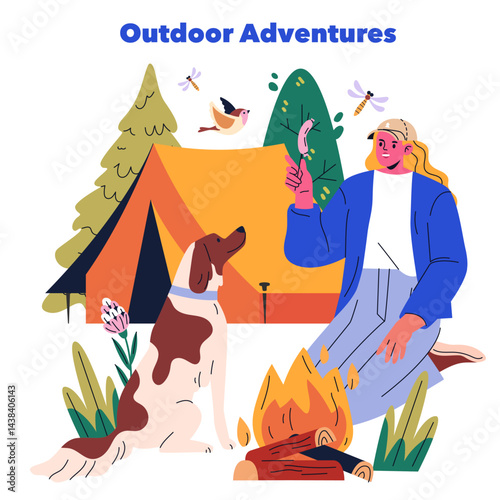 Dopamine Hobbies. Flat Vector Illustration