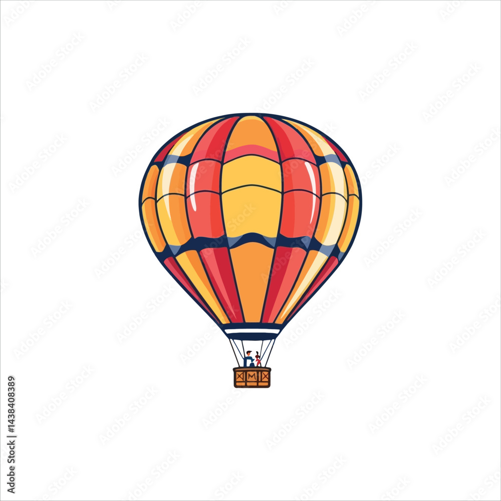 Fototapeta premium Abstract Vector Logo Icon Illustration - Colorful Hot Air Balloon Design