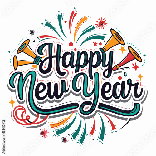 Festive Happy New Year graphic design