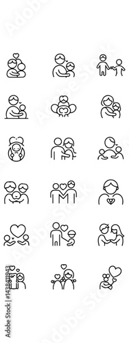 Family Day Icons Set | International Day of Families Line Art Collection, vector illustration.