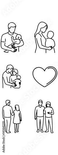 Family Day Icons Set | International Day of Families Line Art Collection, vector illustration.