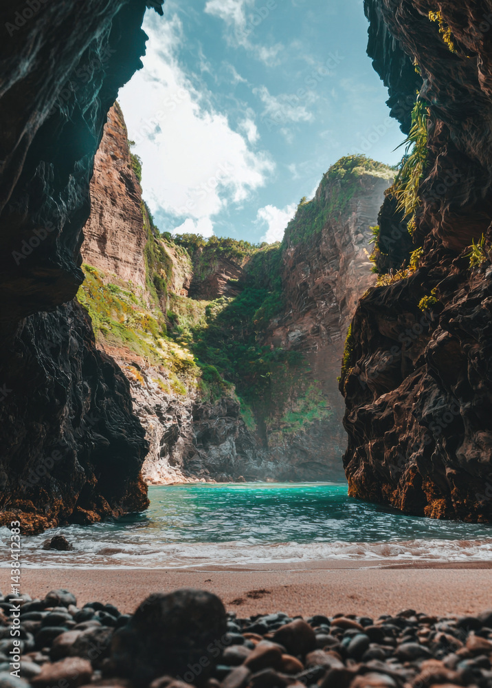 Naklejka premium Hidden Cove Beach Paradise: Coastal Serenity