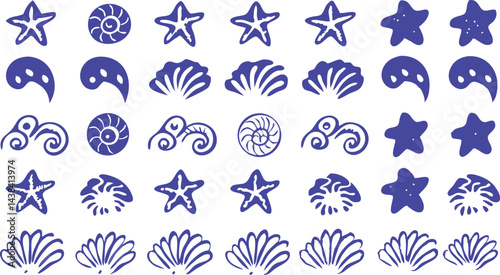 Oceanic Pattern: An array of starfish and seashell motifs in a repetitive pattern against the background. A visual tribute to the serene beauty of the sea, evoking tranquility and peace.