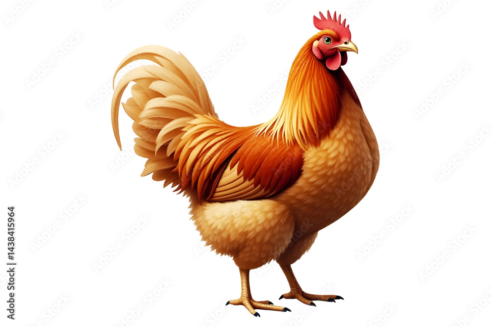 Fototapeta premium Full-body view of a brown hen standing alone on a transparent background.