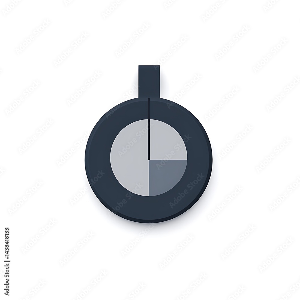 Dark Round Meter with Divisions Graphic, Measurement Instrument Visualization for Data Presentation and Infographics, Isolated.