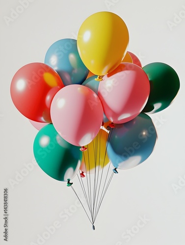 Photo of Colorful Balloons Floating Against a White Background