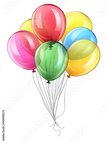 Photo of Colorful Balloons Floating Against a White Background