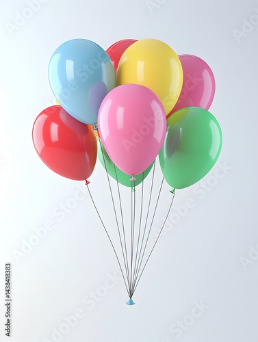 Photo of Colorful Balloons Floating Against a White Background