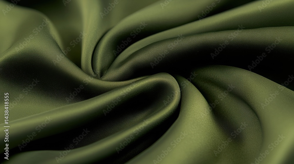 Obraz premium A close-up view of a piece of dark green satin fabric, showcasing its smooth, flowing texture and the way it drapes.