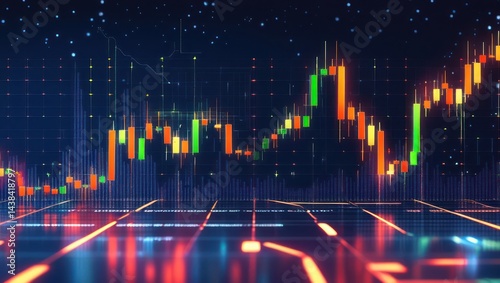 Stock market chart financial data analysis investment trading graph business finance candlestick pattern economy