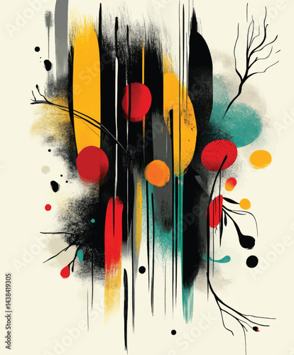 Grunge Feather Art Logo.