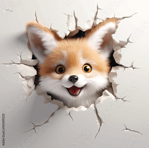 Happy Cartoon Fox Breaking Out.