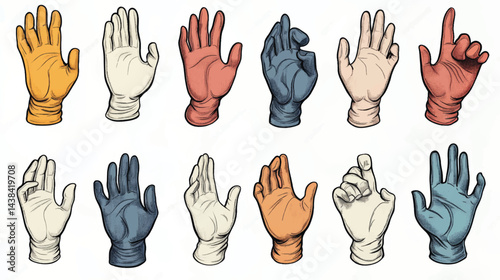 Old-School Cartoon Style Hand Icons.