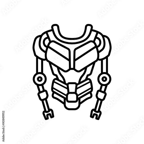 Exoskeleton icon design in minimal style with black outline  
