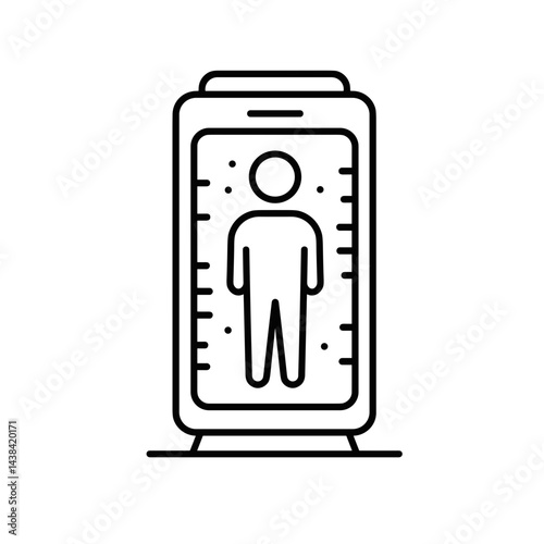 Cryonics icon depicting a person in a cryogenic chamber  