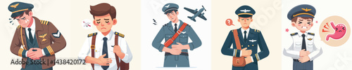 pilot character vector having stomachache
