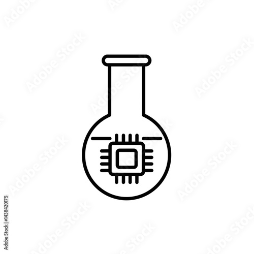 Lab on Chip Icon Design with Diagnostic Elements in Minimalist Style  