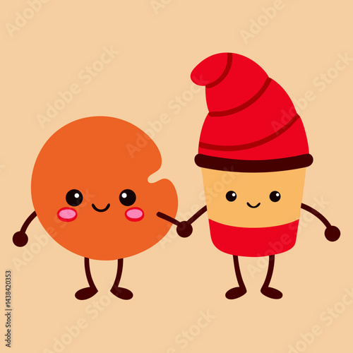 Create a vibrant, adorable cartoon-style coffee vector illustration