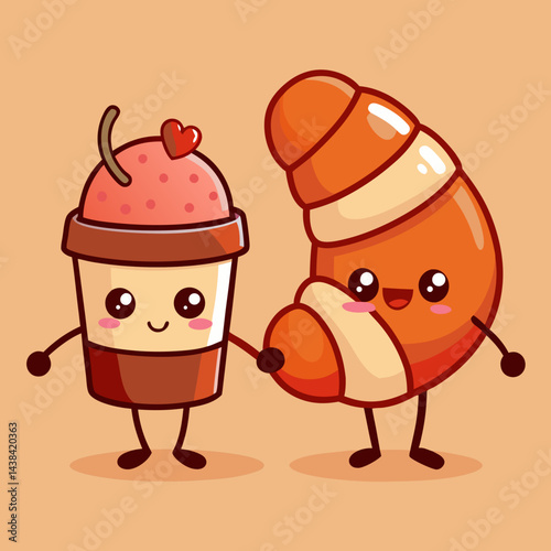 Create a vibrant, adorable cartoon-style coffee vector illustration