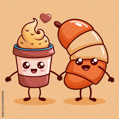 Create a vibrant, adorable cartoon-style coffee vector illustration