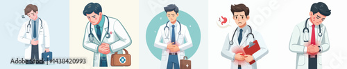 doctor vector stomach ache and pain