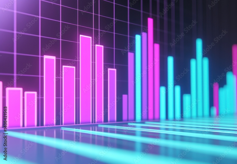 custom made wallpaper toronto digitalColorful Graph with Neon Bars and Lines Displaying Data Trends